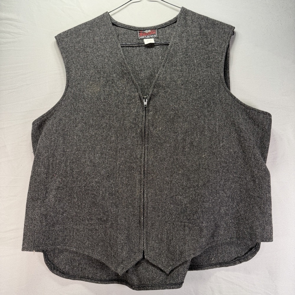 Vintage Johnson Woolen Mills Inc Zip Up Vest Men XL Wool USA Adirondack Check